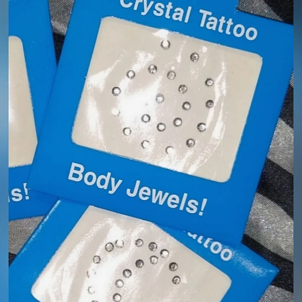 Lot: Stick-on Rhinestone Designs Body Jewels + Crystal Bow Earrings